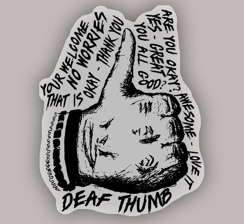 Deaf Thumb Sticker - Black