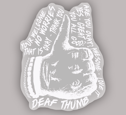 Deaf Thumb Sticker - White